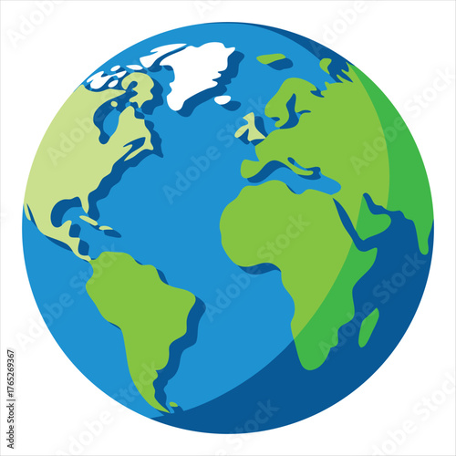 Illustration of the earth globe with continents and oceans, perfect for educational materials and environmental awareness, isolated on white background