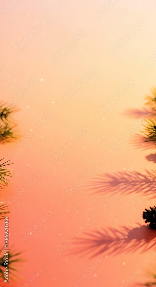 Obraz premium Warm Christmas Gradient. Sparkle Pine Shadow Festive Background.