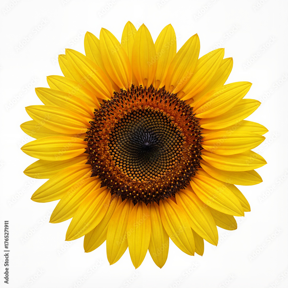 Fototapeta premium Bright Sunflower Bloom Isolated on White