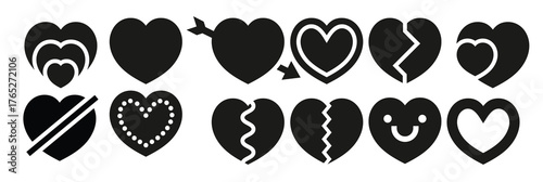 vector hearts icons set