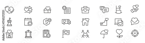 Volunteering and Charity line icon set. Donate, donor, doctor, care, help, support, partnership, charity, care, help, empathy, food line icon set.