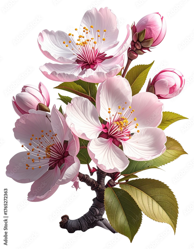 Fototapeta premium Spring beauty blooms: Pink magnolia and lily flowers grace the nature garden branch