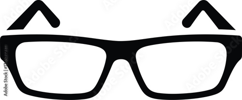 Illustration of black glasses isolated on transparent background, a classic eyewear design for vision correction and style