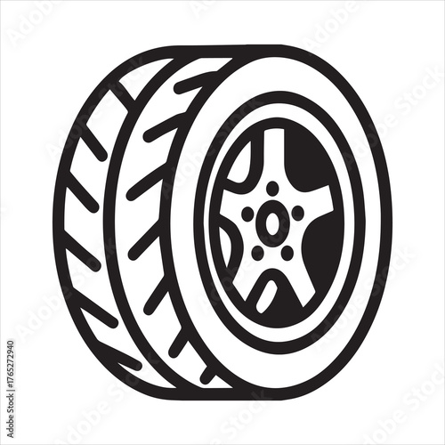 Minimalist tire icon design in vector style