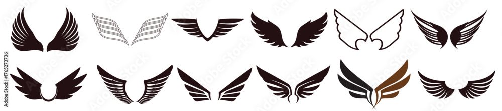 Obraz premium wings icon set vector illustration
