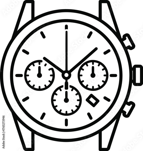 Chronograph watch isolated on transparent background, a sophisticated timepiece with multiple subdials for precise timekeeping and stylish design