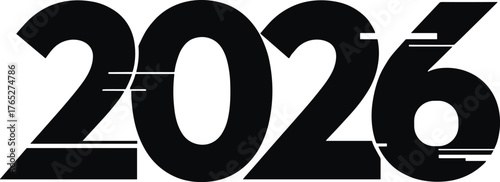 Bold dark 2026 text with horizontal motion blur effect year new year