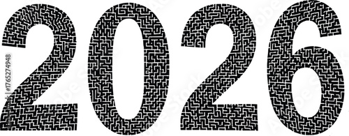 Bold dark 2026 text with subtle horizontal lines year future