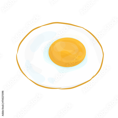Sunny Side Up Fried Egg Illustration on White Background