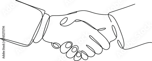 Two hands shake hands in a simple line drawing, symbolizing agreement.