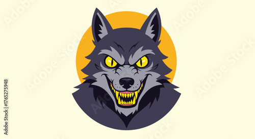 Fierce snarling wolf mascot vector illustration.