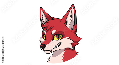Anthropomorphic Red Fox Character Headshot Illustration.