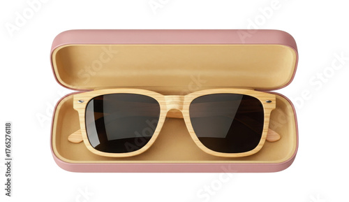 Wooden Sunglasses in Pink Hard Case Product Shot