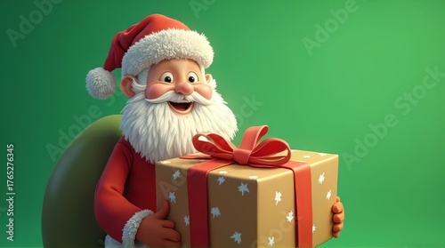Santa with Gift Box Illustration