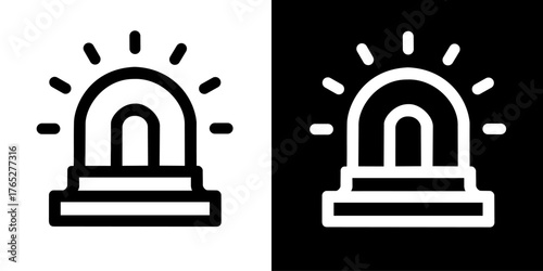 A bold outline style icon showing an emergency light or siren emitting light (indicated by the beam lines).