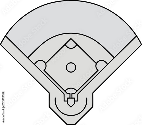 Simple graphic illustration of a baseball field layout sport game