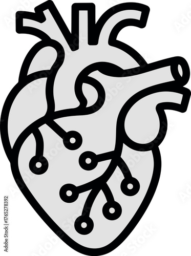 Stylized human heart with circuit board connections anatomy medical