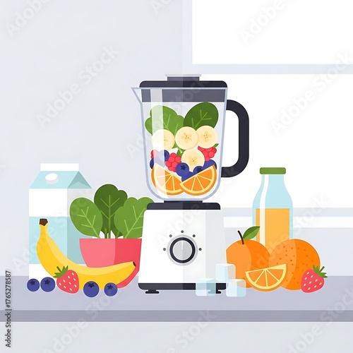 Healthy Smoothie Preparation with Fresh Fruits and Vegetables.