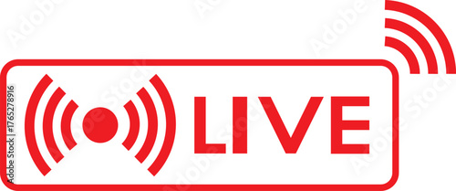 Live streaming red icon set. online stream icons. social media channel. Online Broadcast Buttons and Social Media Stream Symbols.  broadcasting buttons. online stream icons