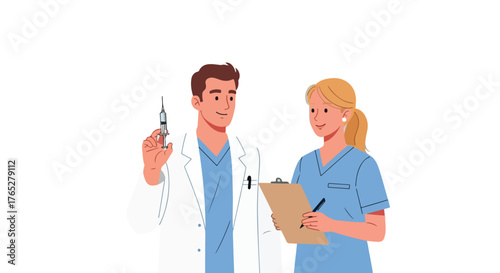 Doctor and Nurse Medical worker Team Hospital Vector Illustration