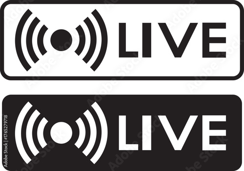 Live streaming red icon set. online stream icons. social media channel. Online Broadcast Buttons and Social Media Stream Symbols.  broadcasting buttons. online stream icons