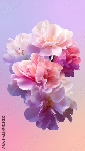 Wallpaper Mural Beautiful pink and white blossoms arranged artistically against a soft gradient background Torontodigital.ca