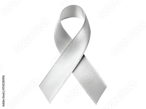 White ribbon symbol of loss grief remembrance support, Isolated On White Background, Png Transparent