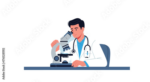 Doctor Microscope Check Laboratory Vector Illustration