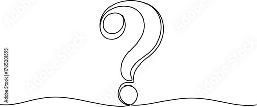 Continuous line drawing of question mark isolated on white background simplicity concept
