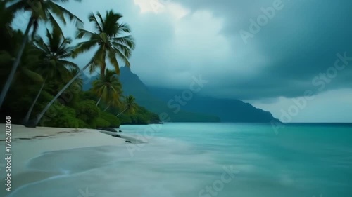 tropical beach with palm trees