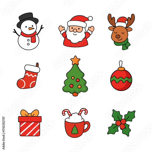 Cute Christmas Icons Set