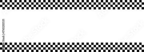Checkerboard border background for modern design. Bold geometric frame pattern for posters and layouts. Black and white check texture for creative graphic projects.