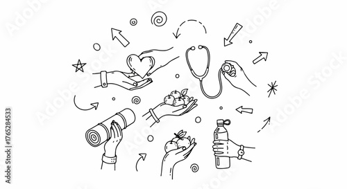 Healthcare & Wellness Support Hands, Medical Tools & Healthy Lifestyle