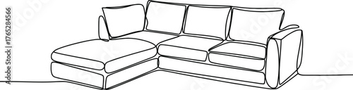 Illustration of a sectional sofa isolated on white background, perfect for interior design projects