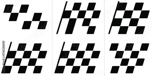 Checkered flags indicate the start or end of a race and represent competition and speed.