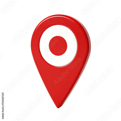 Free Download A vibrant red location pin with a white circular emblem, symbolizing a specific point on a map or location service. - GFXLoad