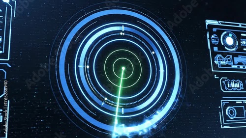 Dynamic Digital Radar Screen Interface Scanning Target Data Visualization Technology Background