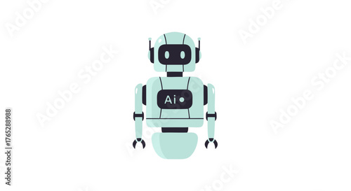 Artificial Intelligence Robot Character Illustration - A Futuristic Concept of AI and Robotics