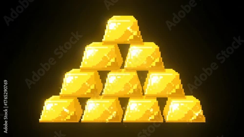 A pyramid of shiny gold bars stacked neatly, representing wealth and prosperity.