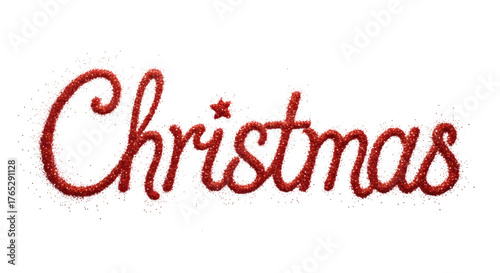 Christmas text with sparkling effect, isolated on transparent background