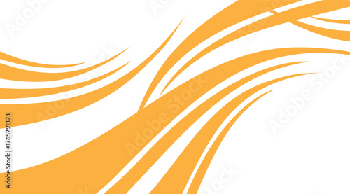 Abstract background features flowing orange curved lines on a clean white backdrop, creating a modern and dynamic design with a sense of movement and visual harmony