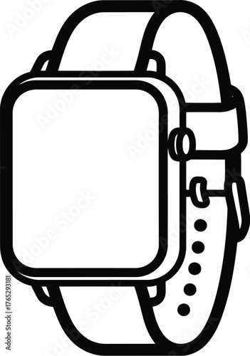 Smartwatch isolated on transparent background, a modern wearable device for fitness tracking, notifications, and staying connected on the go