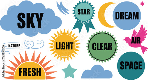 Colorful Nature and Space Graphics Sky, Star, Light, Air, Dream, and Fresh Design