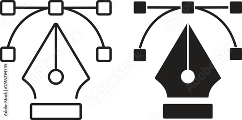 Pen tool cursor icon set. Graphic designer tools vector icon isolated on transparent background. Pen tools for web design and creative illustration. EPS 10