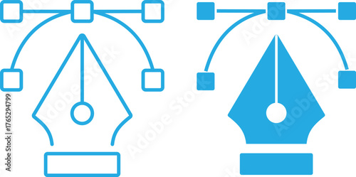 Pen tool cursor icon set. Graphic designer tools vector icon isolated on transparent background. Pen tools for web design and creative illustration. EPS 10