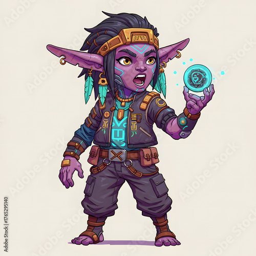 Fantasy character with magical orb vector illustration