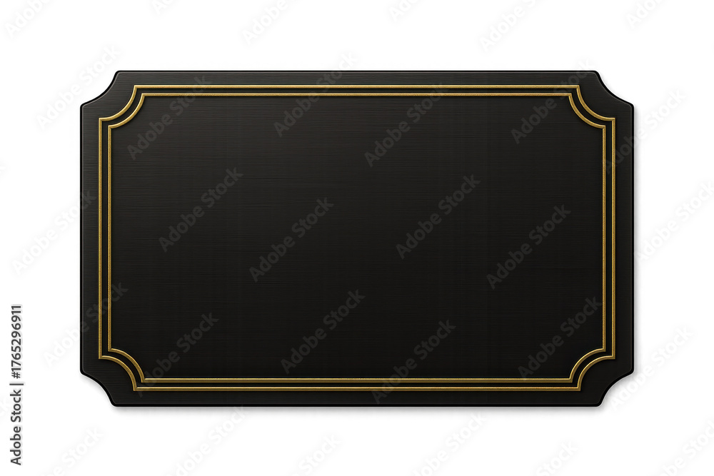 Fototapeta premium Elegant blank black plaque template with gold border