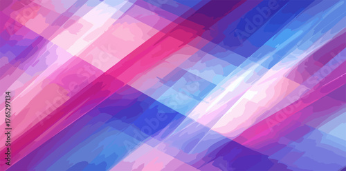 Abstract background with overlapping translucent geometric shapes in vibrant pink and blue hues.