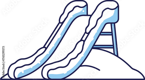 Snowy playground slide illustration perfect for winter themed children's designs