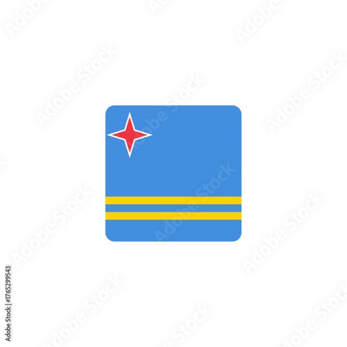 Square flag of Aruba with rounded corners vector illustration. Perfect for educational materials, travel content, and national representation design projects Free Download Square flag of Aruba with rounded corners vector illustration. Perfect for educational materials, travel content, and national representation design projects - GFXLoad